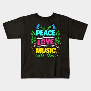 Cute Peace Love Music Hippie Hipster Festival Kids T-Shirt